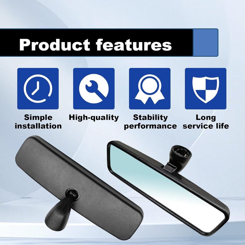 Pleoos Black Interior Rearview Mirror Compatible with VW Bora 1999-2005, VW Passat 1998-2011, VW Rabbi 2006-2009, Replaces 3C0857511, 3B0857511H, 3B0857511G, 18D 857 511 - Image 4